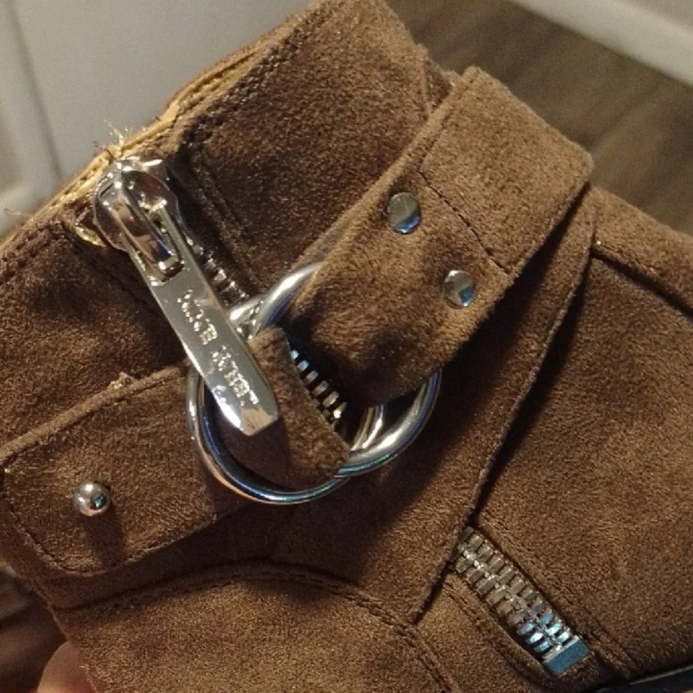Nine West Brown Ankle Booties with Decorative Straps